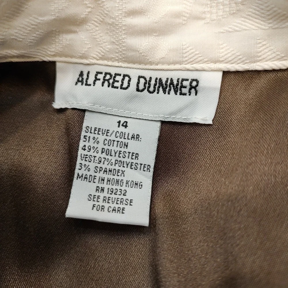Alfred‎ Dunner Sz 14 Y2K Embroidered Floral Vest Blouse Brown Cottagecore Boho